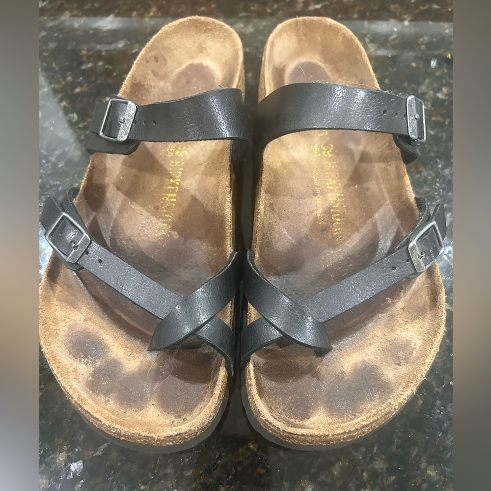 Birkenstock “Mayari” Brown Buckle Strap Slide SIZE 39